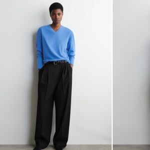 COS Wide Leg Pleated Wool Blend Pants
